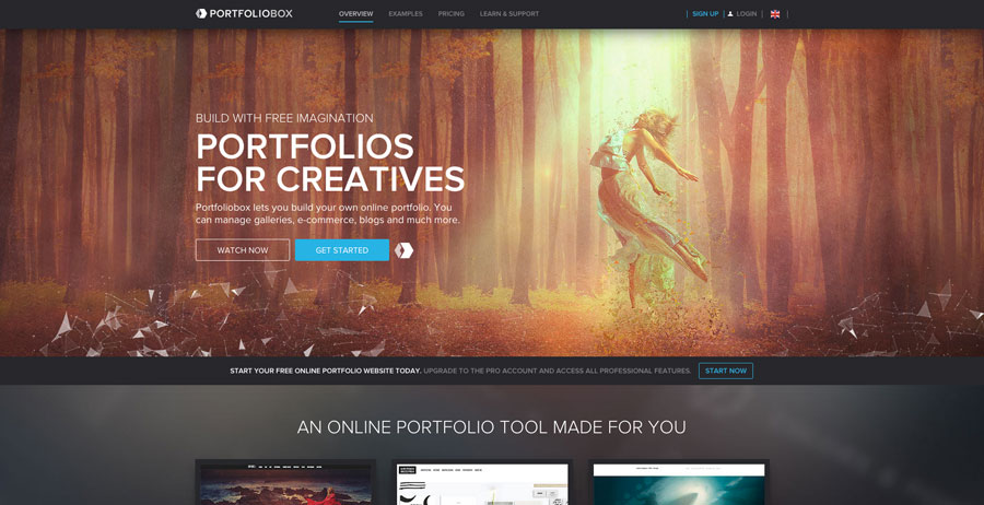 portfoliobox.net homepage screenshot