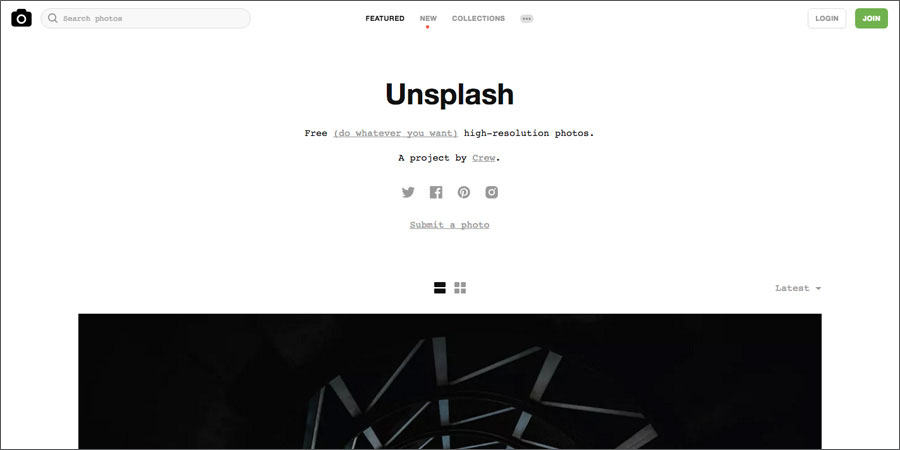 Unsplash free stock photography website