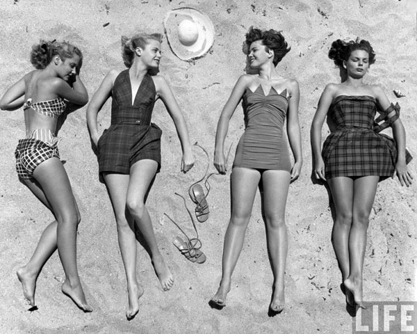 Sunbathing models by Nina Leen.