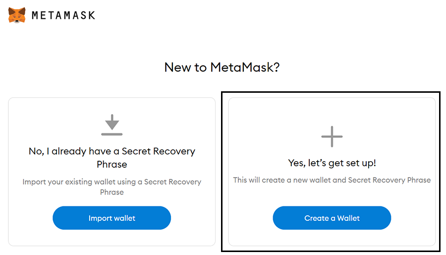 Create new MetaMask wallet