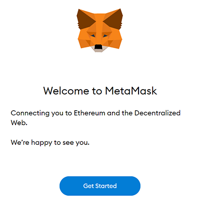 MetaMask welcome screen
