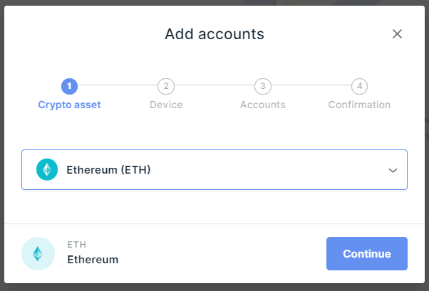 Add accounts in Ledger Live