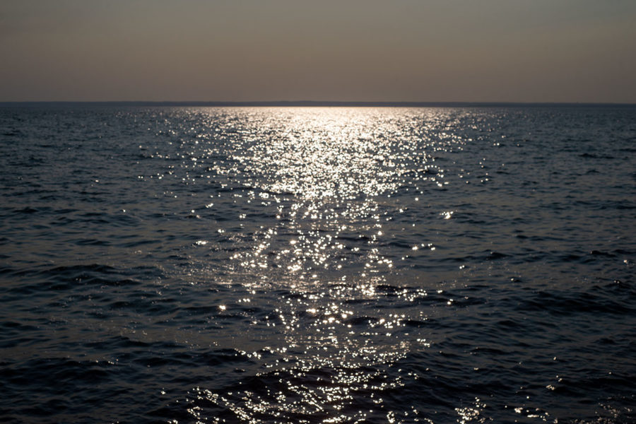 Sunlight shimmering in the Baltic Sea, captured from the Hel Peninsula in northern Poland.