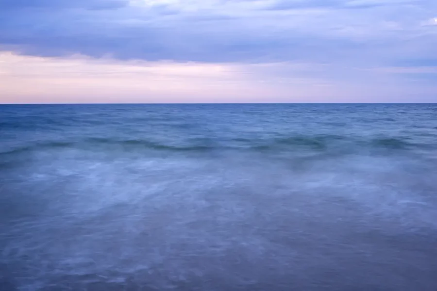 Long exposure of the Baltic Sea at dusk in the north of Poland.