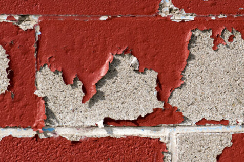 <a class="white" href="https://www.dropbox.com/s/v925np0ck896o7y/old-paint.jpg?dl=1">Download High-Resolution Photo</a> Old red paint on exterior brick wall