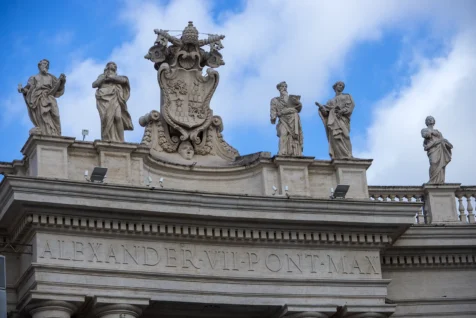 Assorted statues near the Apostolic Palace in Vatican City, 2022.