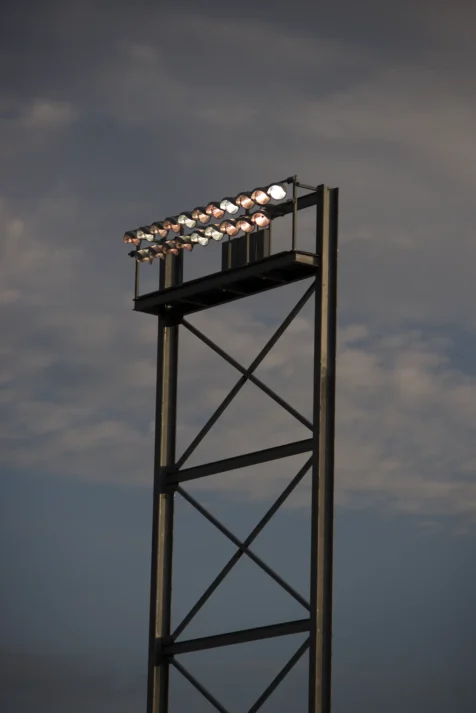Lights at a baseball stadium in Pomona, New York, 2016.