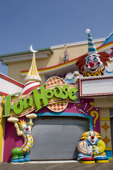 A closed fun house on the boardwalk in Point Pleasant, New Jersey, 2014.