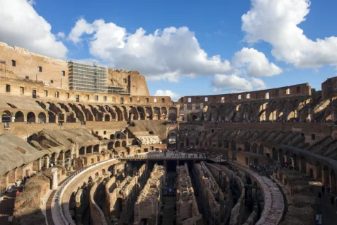 Colosseum interior on a pleasant day in Rome, Italy, 2022.