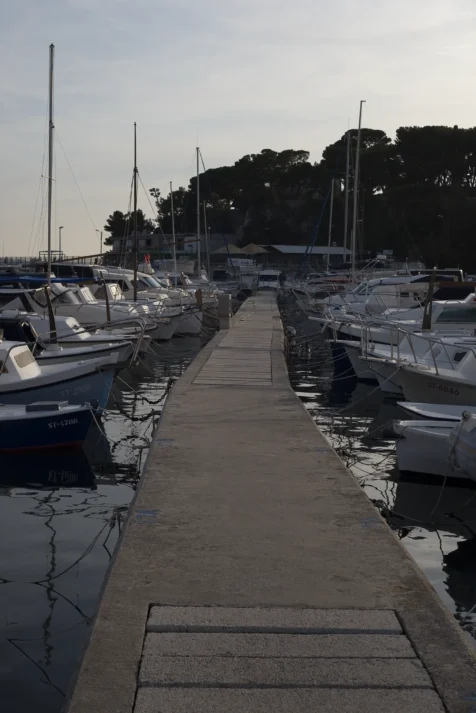 A concrete dock at a boatyard in Split, Croatia, 2019.
