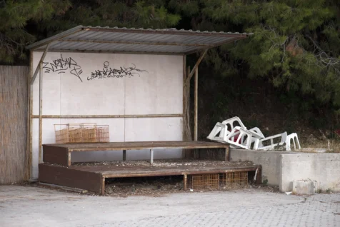 A deserted booth near the beach in Split, Croatia, 2019.