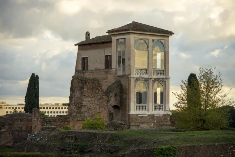 A funky building on Palatine Hill in Rome, Italy, 2022.