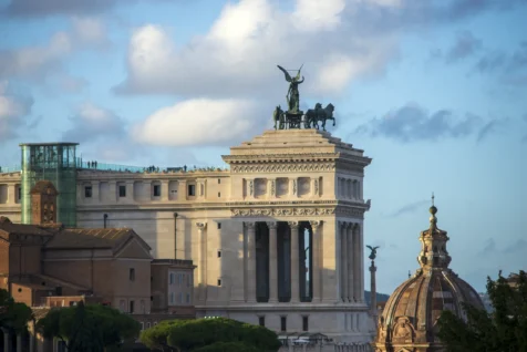 Il Vittoriano and surrounding buildings on a sunny day in Rome, Italy, 2022.