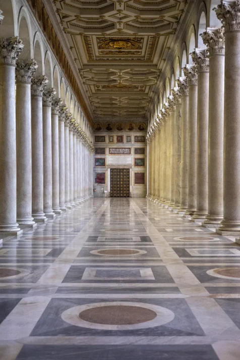 Interior of the Basilica of St. Paul Outside the Walls in Rome, Italy, 2022.