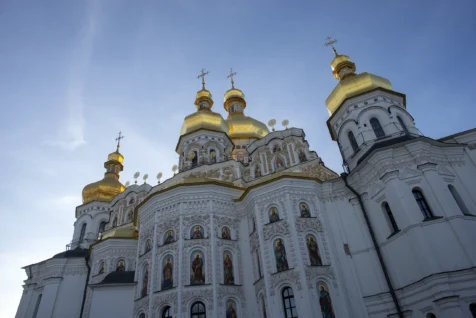 Rear view of the main cathedral at Kyiv Pechersk Lavra, 2019.