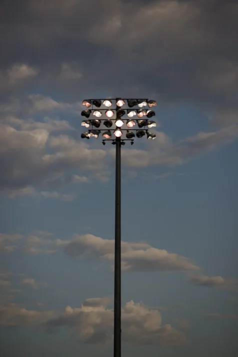 Lights at a baseball stadium in Pomona, New York, 2016.