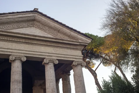 An old structure and tree in Rome, Italy, 2022.