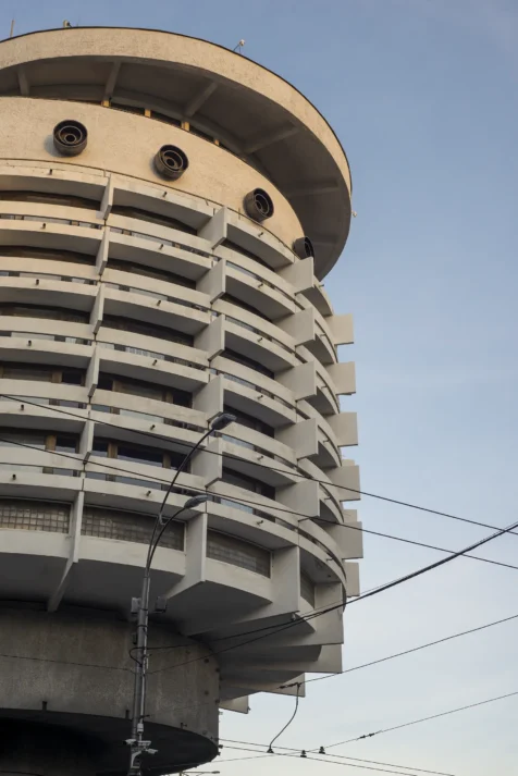 View of the historic Salute Hotel in Kyiv, Ukraine, 2019.