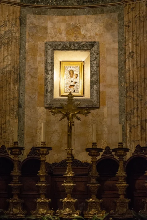 A religious icon at the Pantheon in Rome, Italy, 2022.