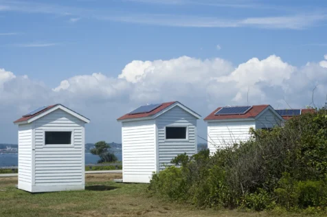 Solar outhouses at Beavertail State Park in Rhode Island, 2014.