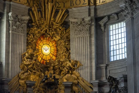 The grand interior of St. Peter's Basilica in the Vatican, 2022.