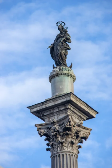 A statue outside the Basilica Maria Maggiore in Rome, Italy, 2022.