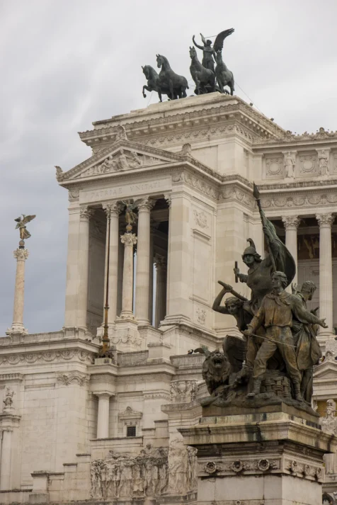 Statues at Altare della Patria in Rome, Italy, 2022.