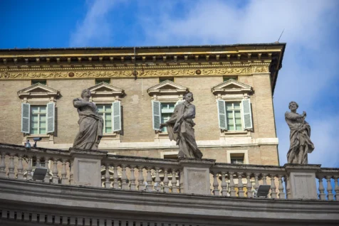 Statues near the Apostolic Palace in the Vatican, 2022.