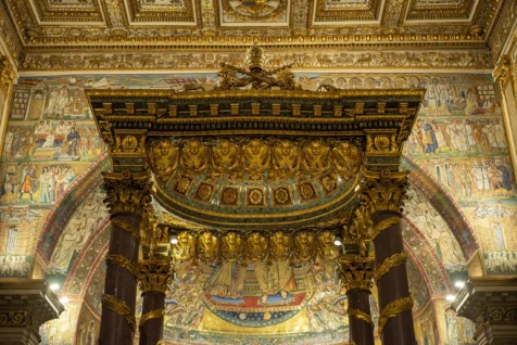 Top of the main altar at the Basilica of Santa Maria Maggiore in Rome, Italy, 2022.