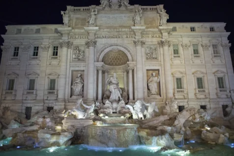 Trevi fountain at night in Rome, Italy, 2022.