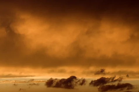 Vibrant orange sunset above Austin, Texas, 2015.