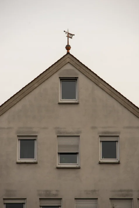 A building at dusk in Ulm, Germany, 2023.