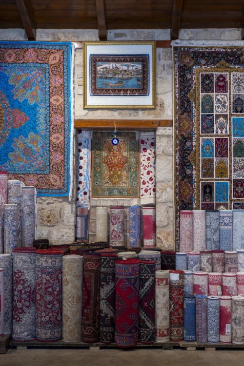 A carpet shop in Old Town, Antalya, Turkey 2023.