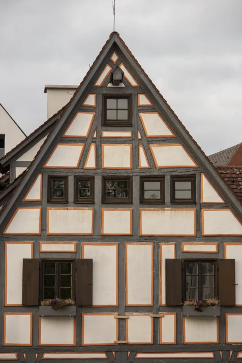A charming building on a cloudy afternoon in Ulm, Germany, 2023.
