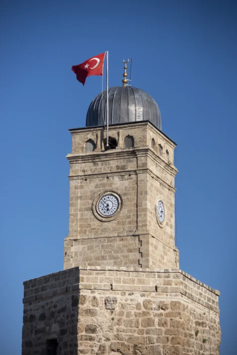 The clock tower in Antalya, Turkey, 2024.