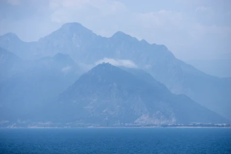 Mountains and the Mediterranean Sea, captured from Antalya, Turkey, 2023.