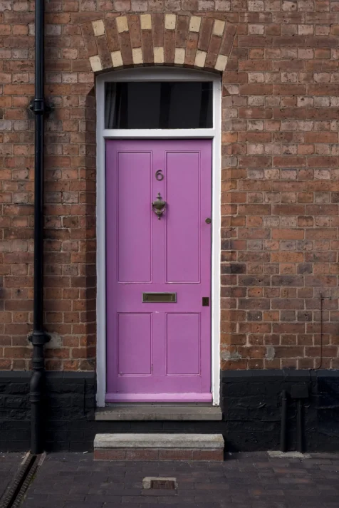 A pink door in Chester, England, 2017.