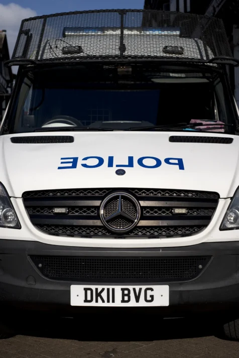 A Mercedes police van in Chester, England, 2017.