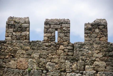 A stone wall on a sunny morning in Antalya, Turkey, 2023.