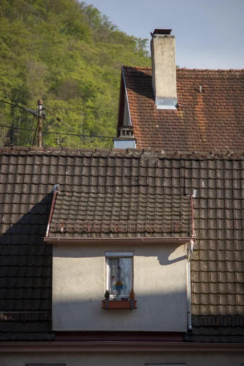 Sunlight and shadows on a house in Geislingen an der Steige, Germany, 2023.