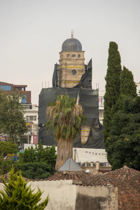 A tower under renovation in Antalya, Turkey, 2023.