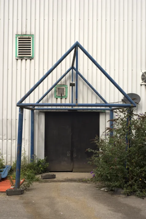 An entrance to a warehouse in Manchester, England, 2017.