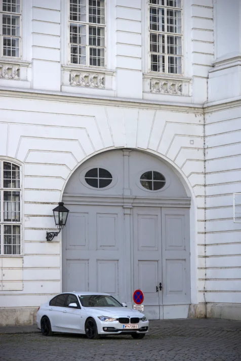 A BMW near the Spanish Riding School in Vienna, Austria, 2023.