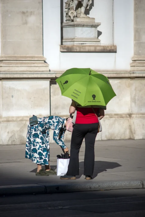 Good Vienna Tours ladies before a tour, Vienna, Austria, 2023.