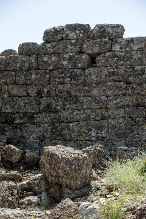 A rock wall at the Roman ruins in Aspendos, Turkey, 2024.