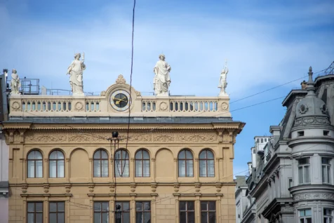 Rooftop statues in Vienna, Austria, 2023,