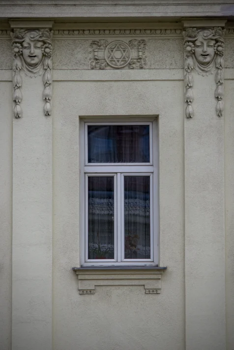 A star of David on a building in Vienna, Austria, 2023,