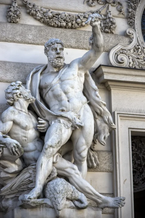 A statue at the Spanish Riding School in Vienna, Austria, 2023.