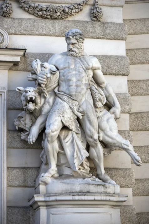 A statue at the Spanish Riding School in Vienna, Austria, 2023.
