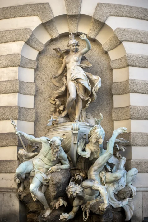 A statue at the Spanish Riding School in Vienna, Austria, 2023.